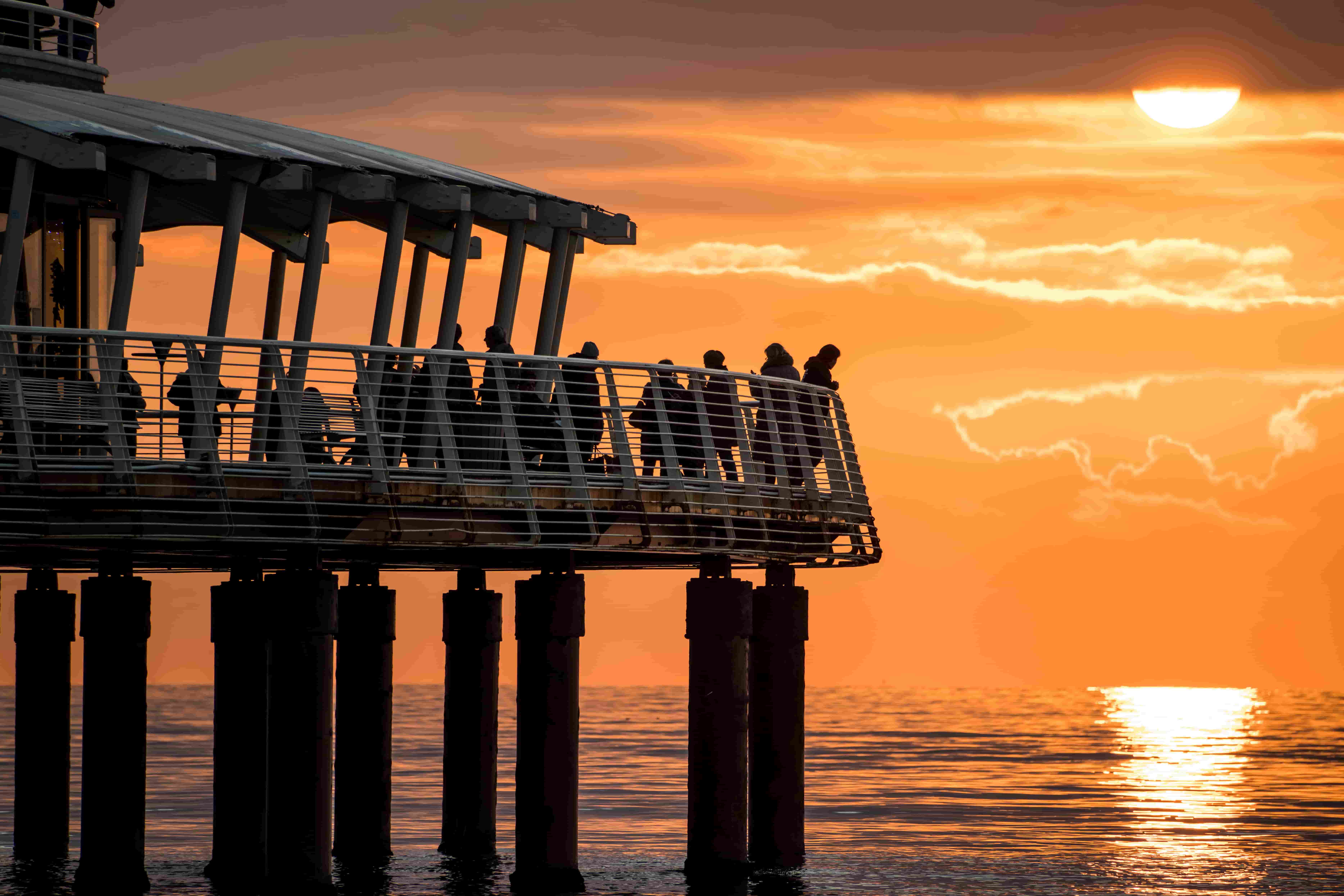 Sunset view over Italian pier